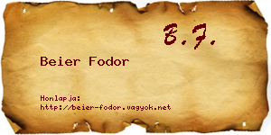 Beier Fodor névjegykártya